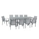 Table de jardin extensible aluminium 135/270cm  + 10 fauteuils empilables textilène gris - ANDRA