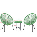 Lot de 2 Fauteuils de Jardin en cordage résine Vert - Naya - Avril Paris - dimensions