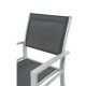 HARA XL - Table de jardin extensible aluminium 140/280cm  + 8 fauteuils textilène Argentée
