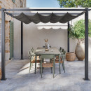 Tonnelle/Pergola aluminium 3x4m toile coulissante rétractable - Gris
