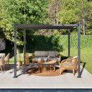 Tonnelle/Pergola aluminium 3x3m toile coulissante rétractable - Gris