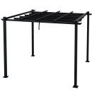 Tonnelle/Pergola aluminium 3x3m toile coulissante rétractable - Gris