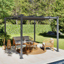 Tonnelle/Pergola aluminium 3x3m toile coulissante rétractable - Gris
