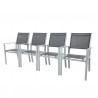 HARA XL - Table de jardin extensible aluminium 140/280cm  + 10 fauteuils textilène Argentée