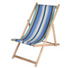 Lot de 2 chiliennes pliantes règlables - 100% acrylique - bois hêtre - Bleu/Blanc