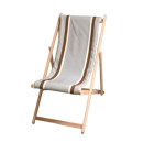 Lot de 2 chiliennes pliantes règlables - 100% acrylique - bois hêtre - Gris/Marron
