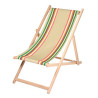 Lot de 2 chiliennes pliantes règlables - 100% acrylique - bois hêtre - Beige/Rouge