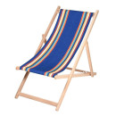 Lot de 2 chiliennes pliantes règlables - 100% acrylique - bois hêtre - Bleu/Orange