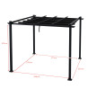 Tonnelle/Pergola aluminium 3x3m toile coulissante rétractable - Gris