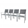 HARA XXL - Table de jardin extensible aluminium 200/320cm  + 10 fauteuils textilène Argentée