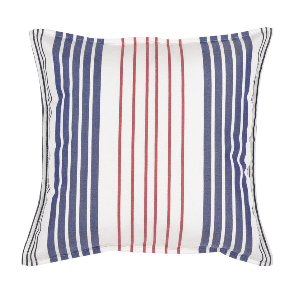 Petit coussin carré 40 x 40 cm - 100% Coton - Bleu/Blanc