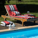 Matelas/Coussin enroulable pour transat/bain de soleil - 100% acrylique - Rouge/Gris