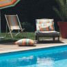 Matelas/Coussin enroulable pour transat/bain de soleil - 100% acrylique - Orange/Bleu