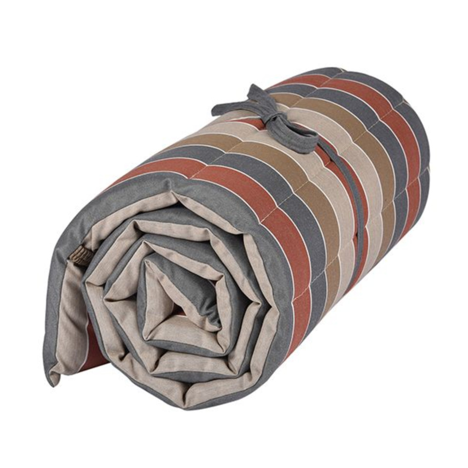 Matelas/Coussin enroulable pour transat/bain de soleil - 100% acrylique - Marron/Rouge
