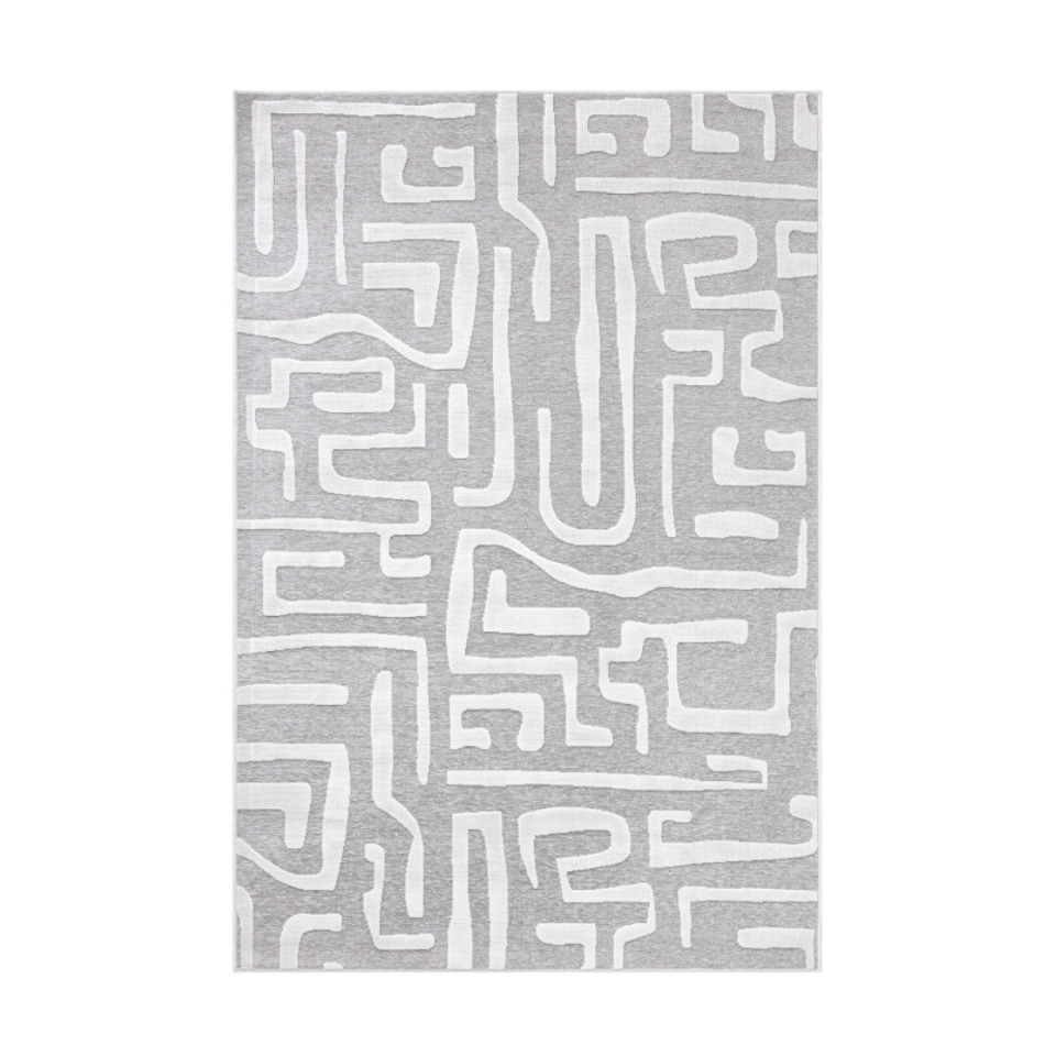 Tapis d'extérieur - 114x170cm - Gris - Réversible - 100% polypropylène - 1350gr / m²