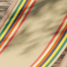 Lot de 2 chiliennes pliantes règlables - 100% acrylique - bois hêtre - Beige/Rouge