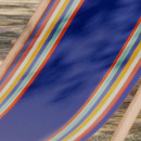 Lot de 2 chiliennes pliantes règlables - 100% acrylique - bois hêtre - Bleu/Orange