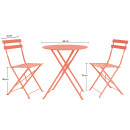 Table et chaises pliantes bistrot balcon terrasse- 2 places - Corail