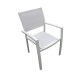Table de jardin extensible aluminium blanc gris 180/240cm + 8 fauteuils empilables textilène - PALMA 8