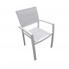 Table de jardin extensible aluminium blanc 180/240cm + 10 fauteuils empilables textilène - PALMA 10