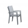 Lot de 2 Fauteuils empilables aluminium en textilène- Gris-ANDRA