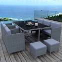 MUNGA 10 Places - Ensemble encastrable salon / table de jardin résine tressée - Gris/Gris MUNGA 10 Places - Ensemble encastrable salon / table de jardin résine tressée - Gris/Gris