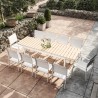 Table de jardin extensible aluminium blanc 180/240cm + 10 fauteuils empilables textilène - PALMA 10