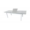 Table de jardin extensible aluminium 180/240cm blanc gris + 10 fauteuils empilables textilène - PALMA 10