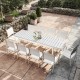 Table de jardin extensible aluminium 180/240cm blanc gris + 10 fauteuils empilables textilène - PALMA 10