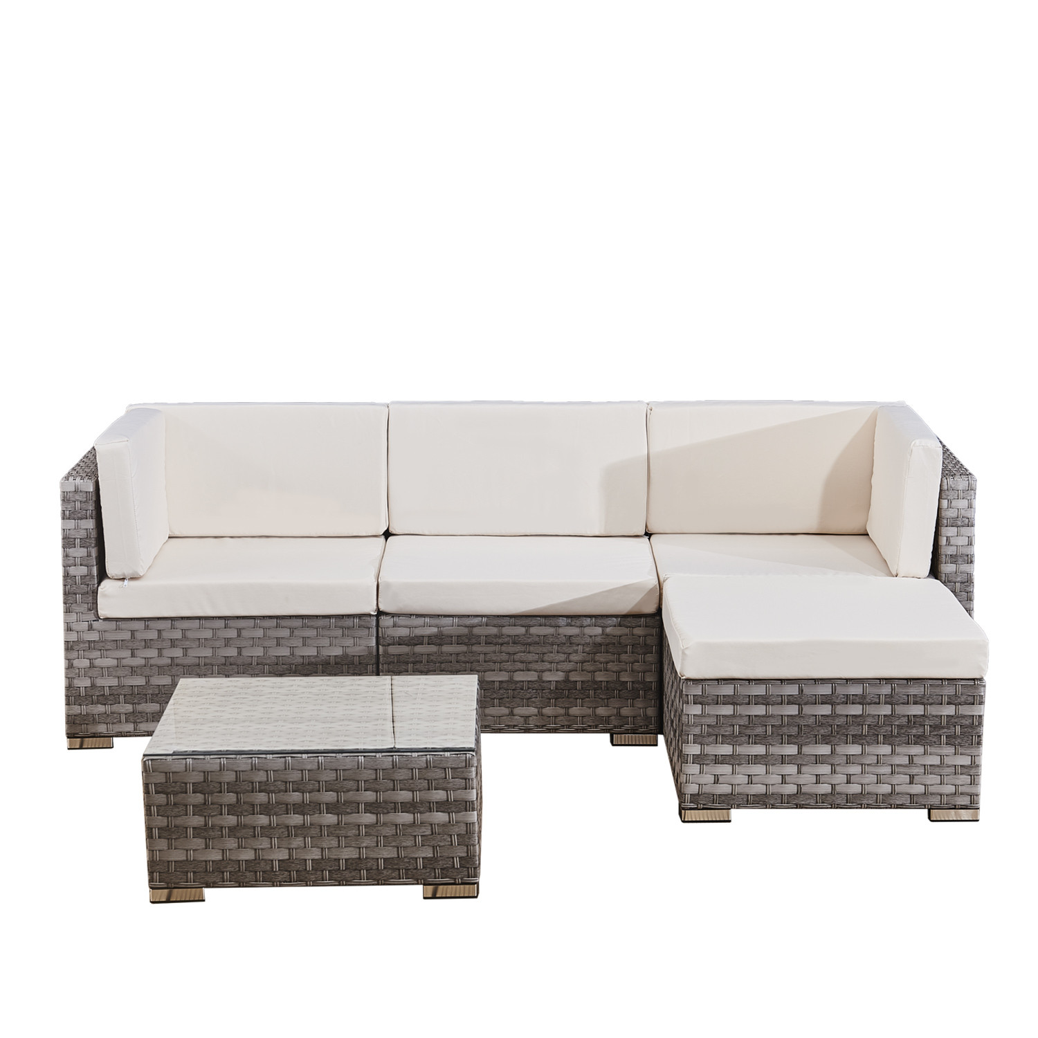 4 Seats Outdoor Sofa Rattan Garden Furniture Set - Grey - CANNES 13 Outdoor sofa